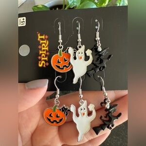 NEW 3 pairs of Halloween earrings- Witch, Ghost & Cat on Pumpkin